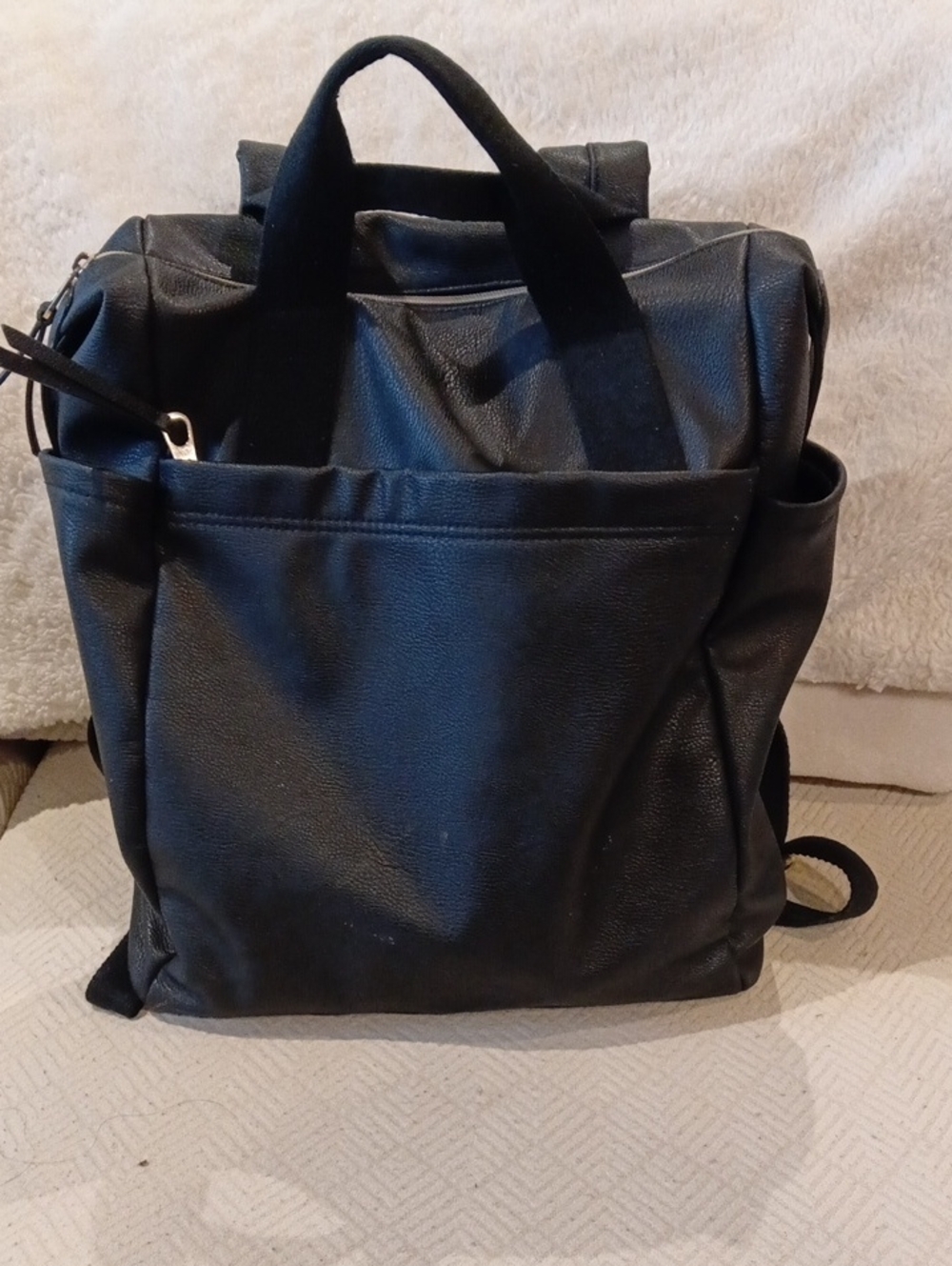 Universal Thread Black Faux Leather Backpack Tote